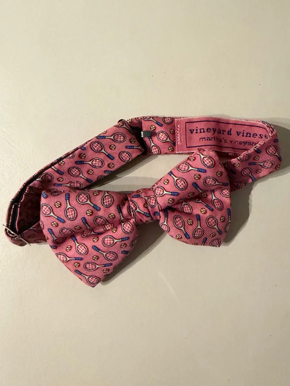 Vineyard Vines Pink Tennis Racket Print Bow tie